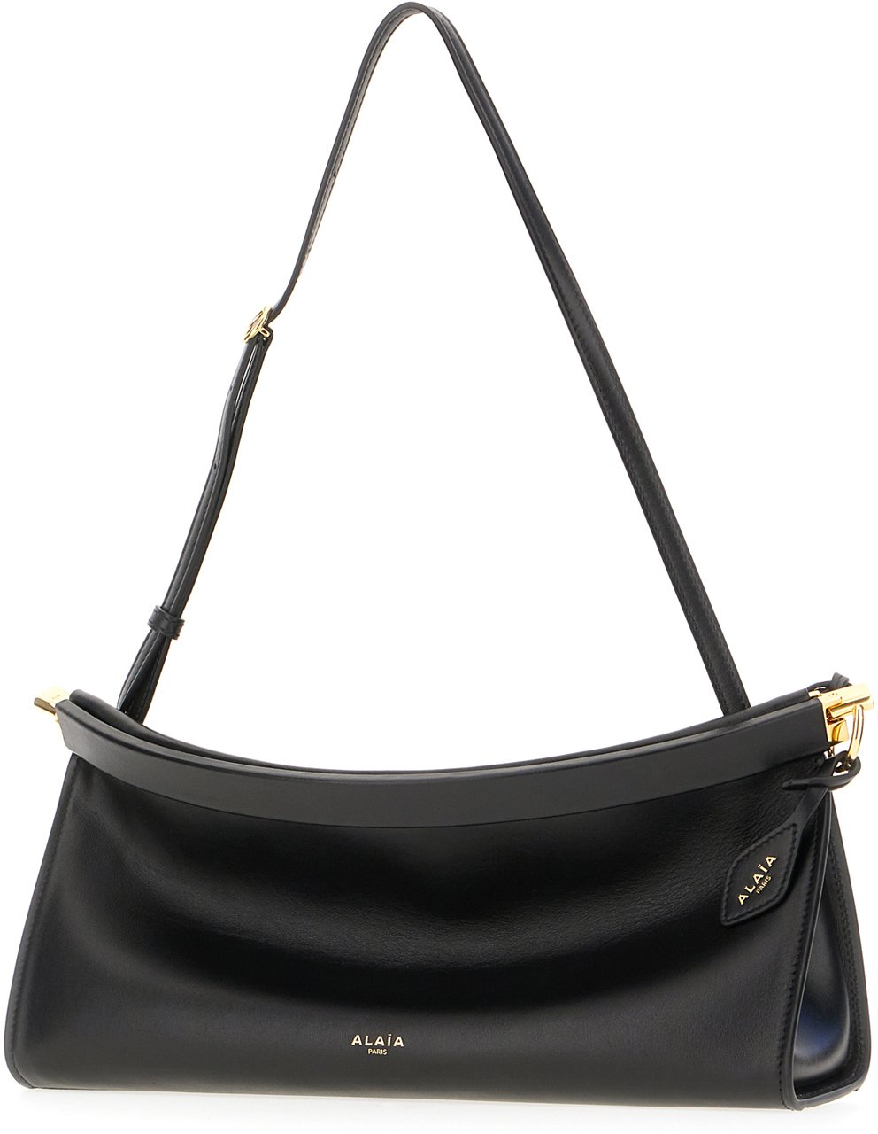 Alaïa Alaia Black leather medium East West shoulder bag Zwart