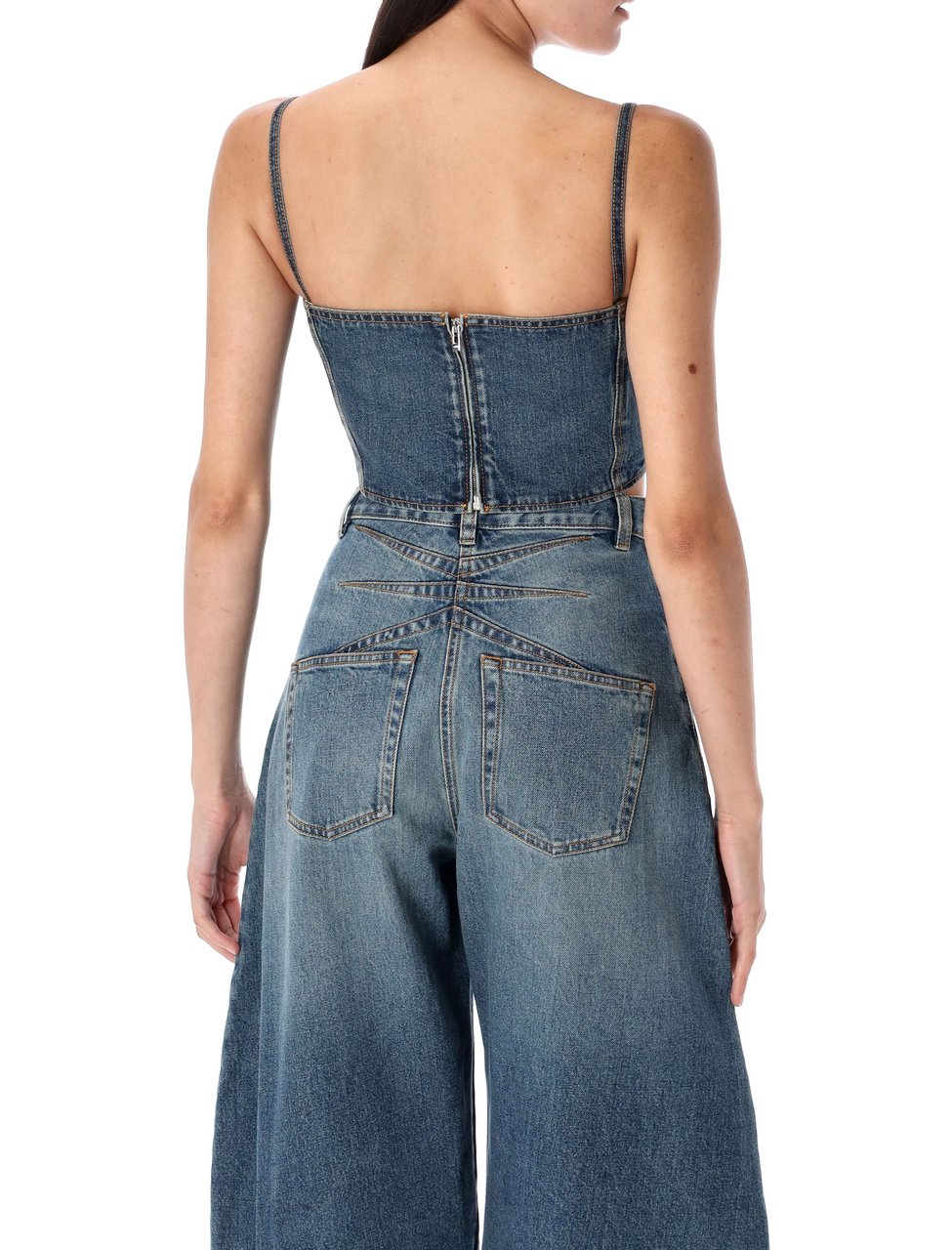 Alaïa Denim bustier top Blauw