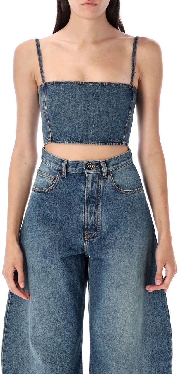 Alaïa Denim bustier top Blauw