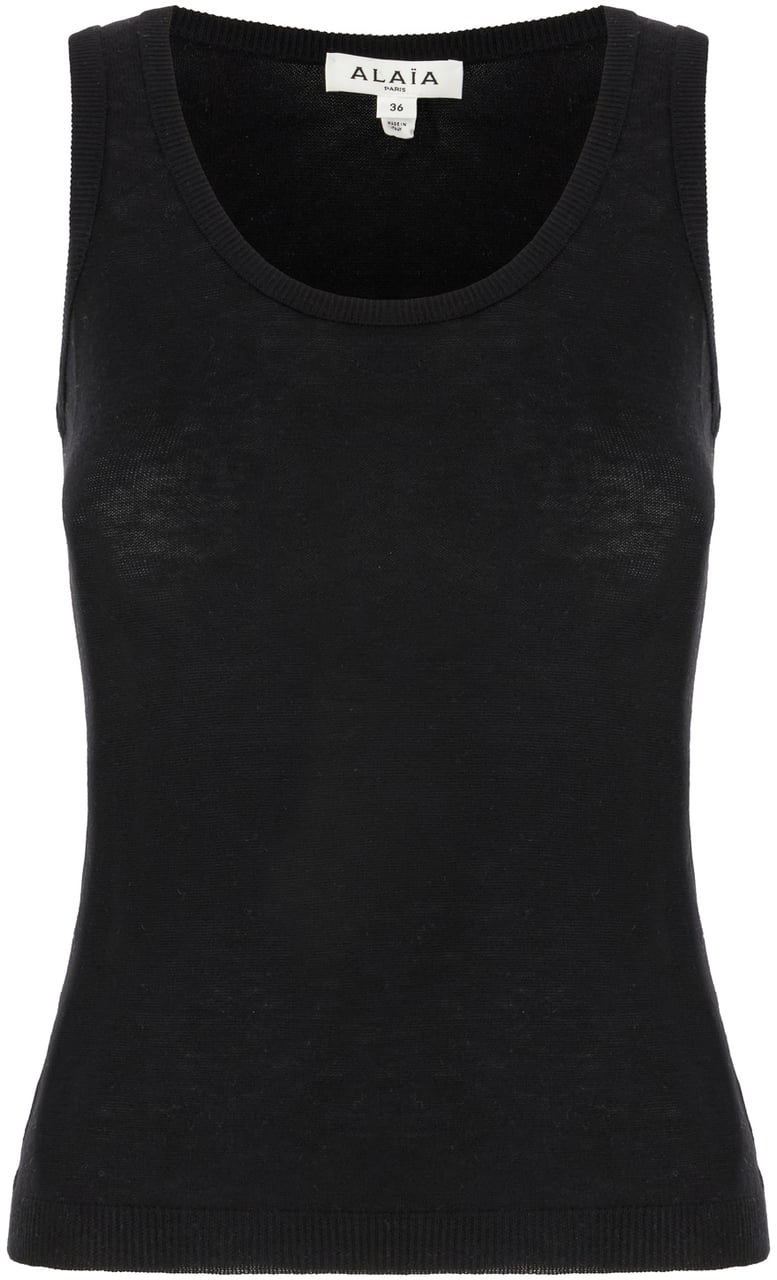 Alaïa Alaia Black stretch wool blend top Zwart