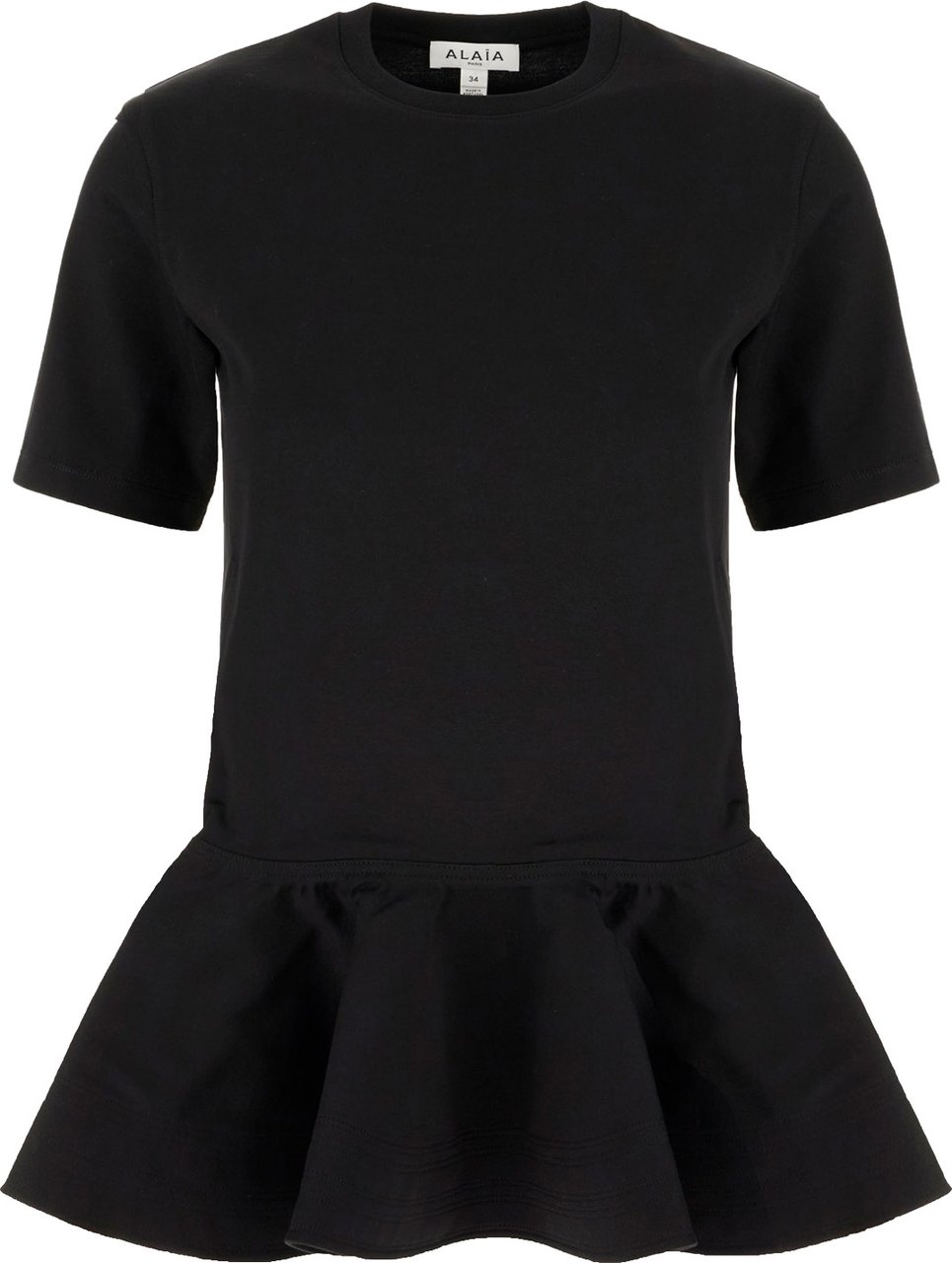 Alaïa Alaia Black cotton t-shirt Zwart