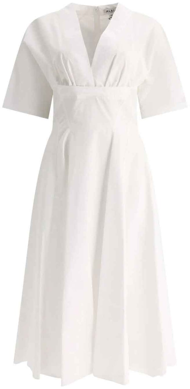 Alaïa Alaia Cotton Midi Dress Wit