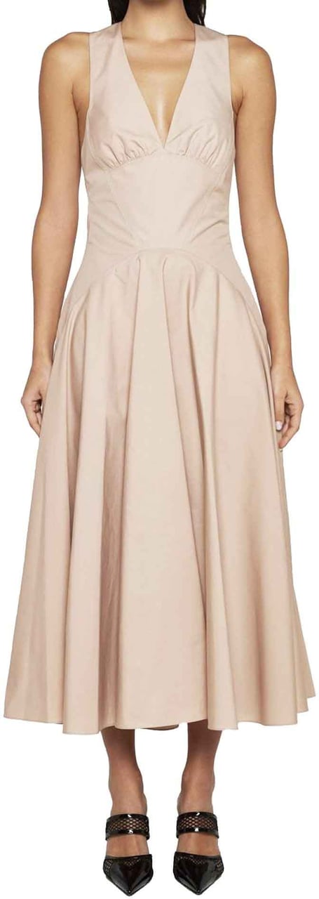 Alaïa Alaia Cotton Midi Dress Beige