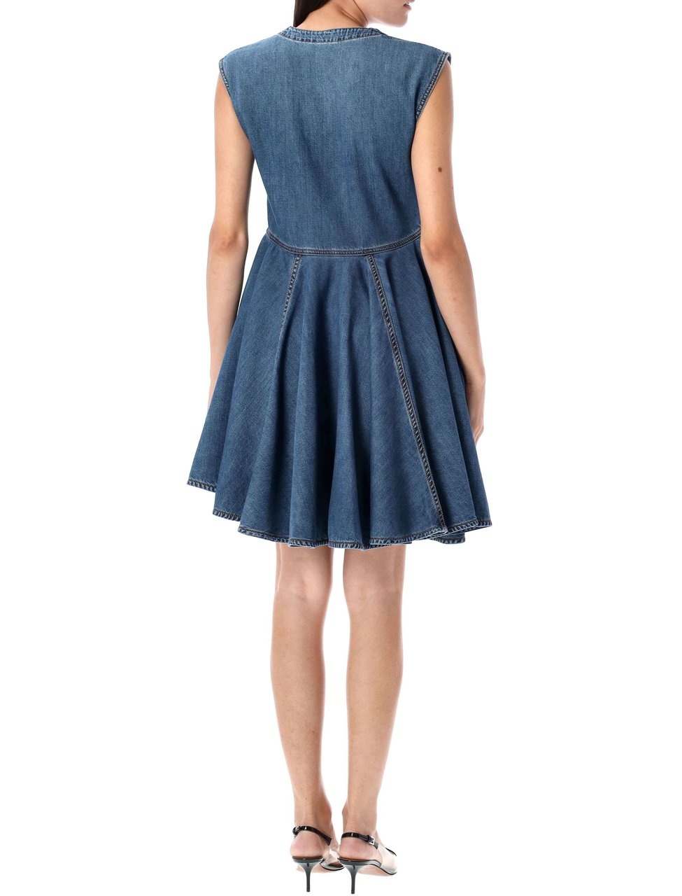 Alaïa Denim wrap mini dress Blauw