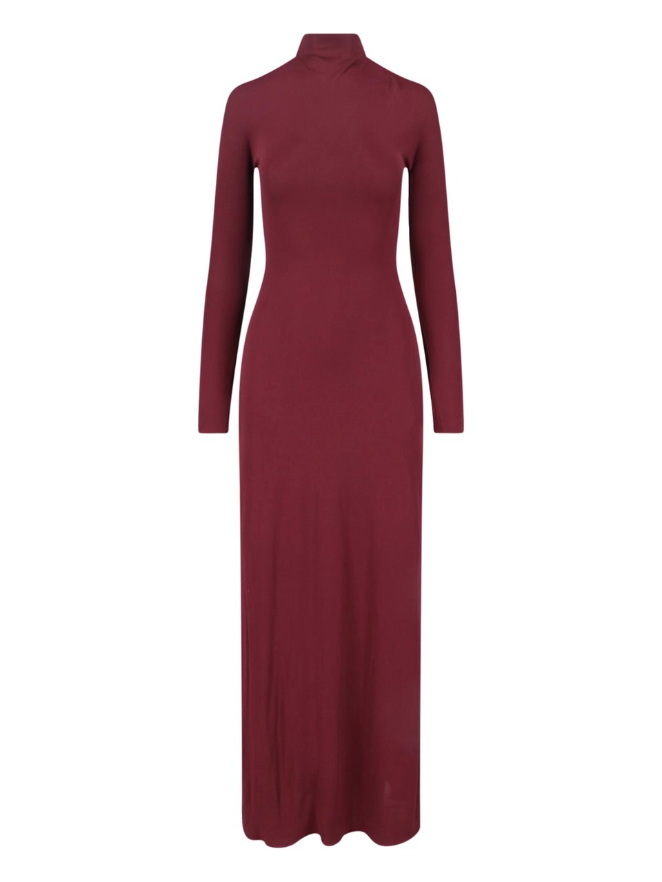 Alaïa Bordeaux Draped High Neck Maxi Dress Maroon