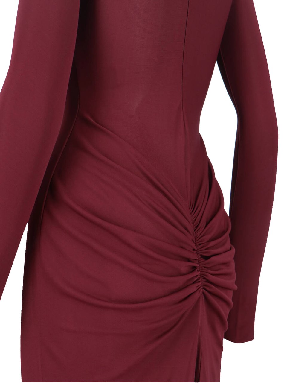 Alaïa Bordeaux Draped High Neck Maxi Dress Maroon