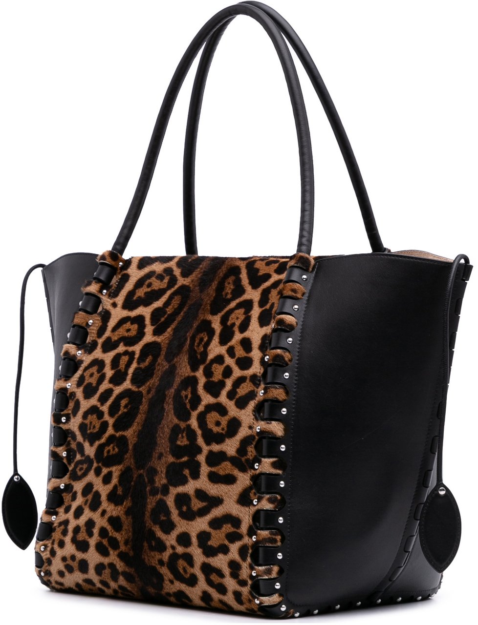 Alaïa Pony Hair and Leather Leopard Printed Le Hinge Tote Bruin
