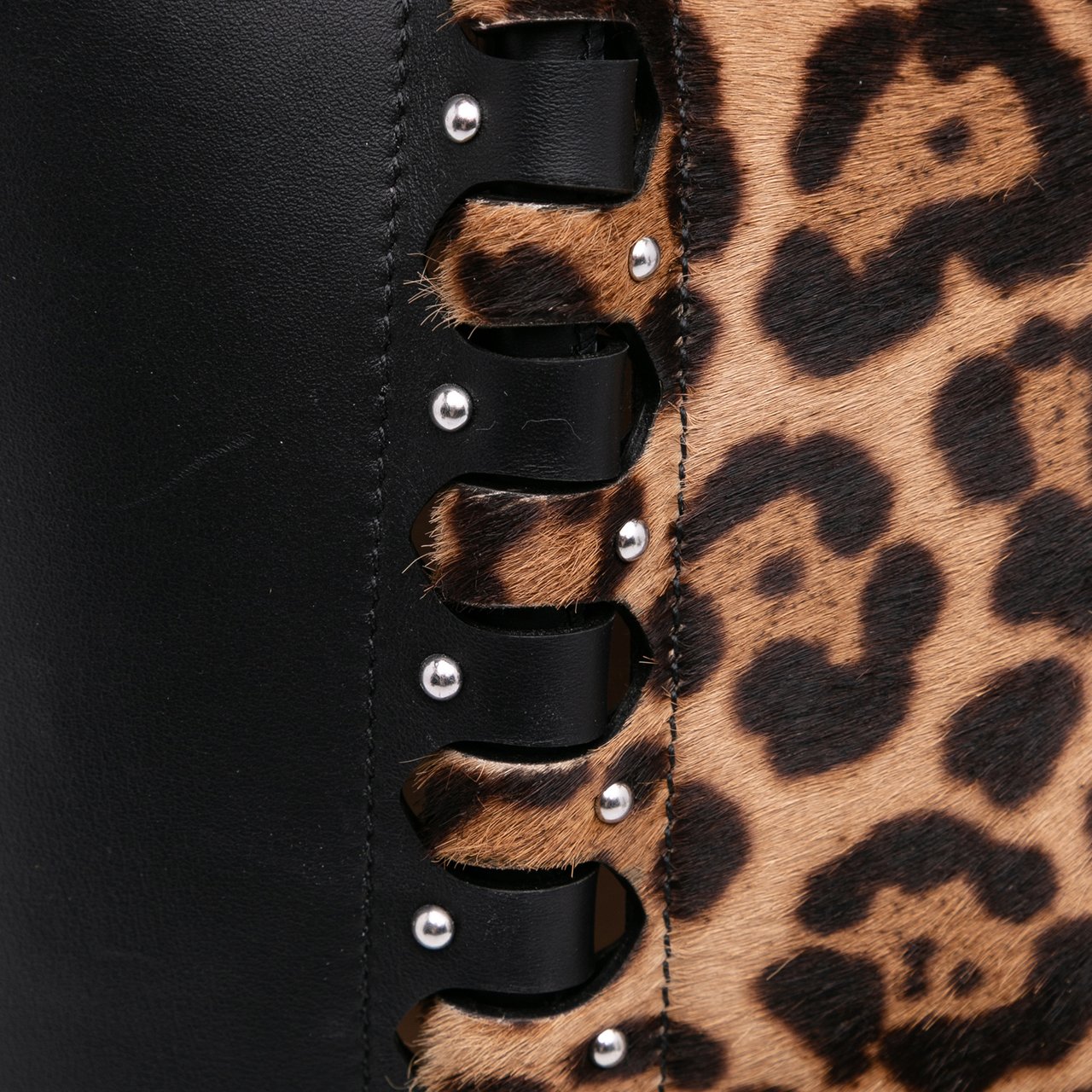 Alaïa Pony Hair and Leather Leopard Printed Le Hinge Tote Bruin