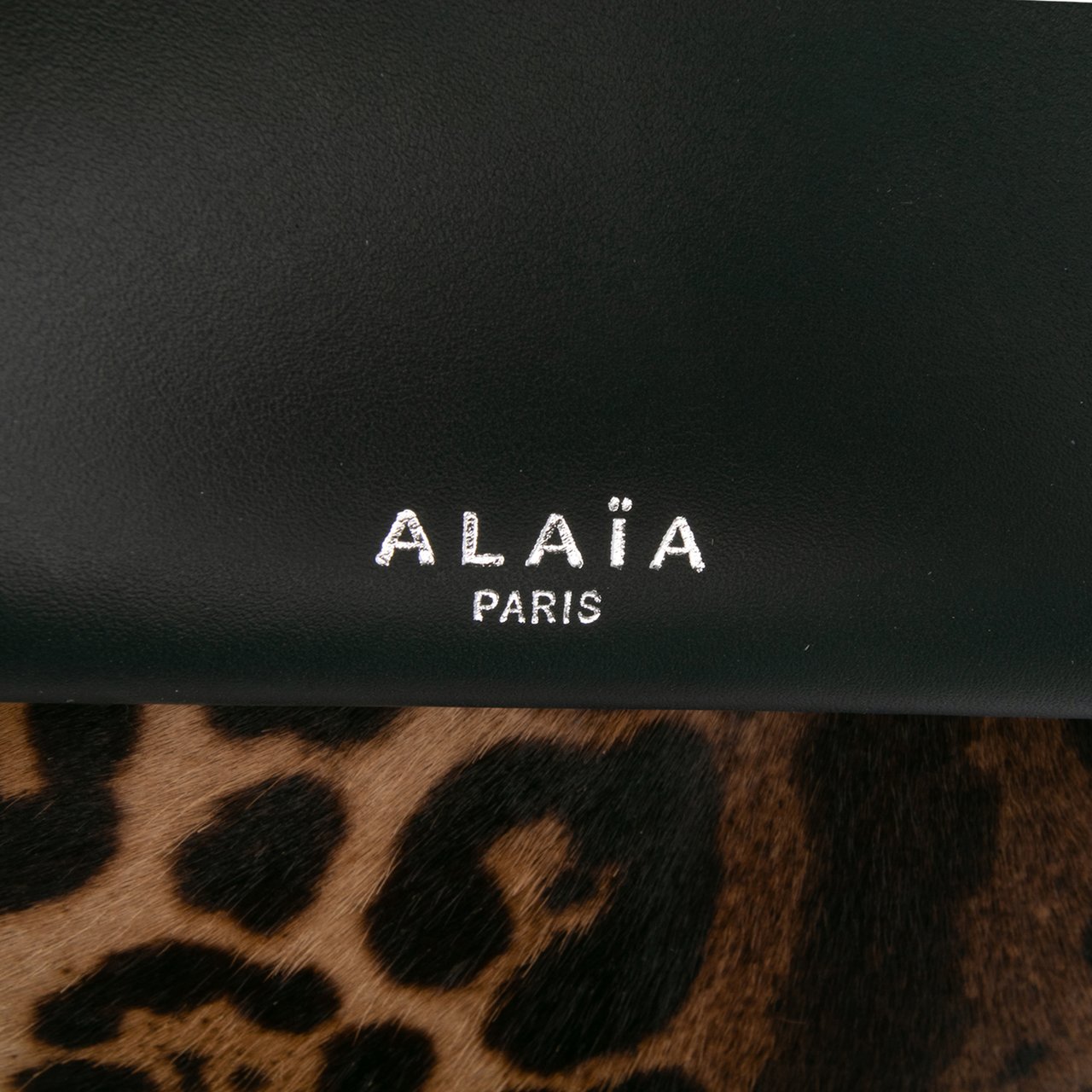 Alaïa Pony Hair and Leather Leopard Printed Le Hinge Tote Bruin