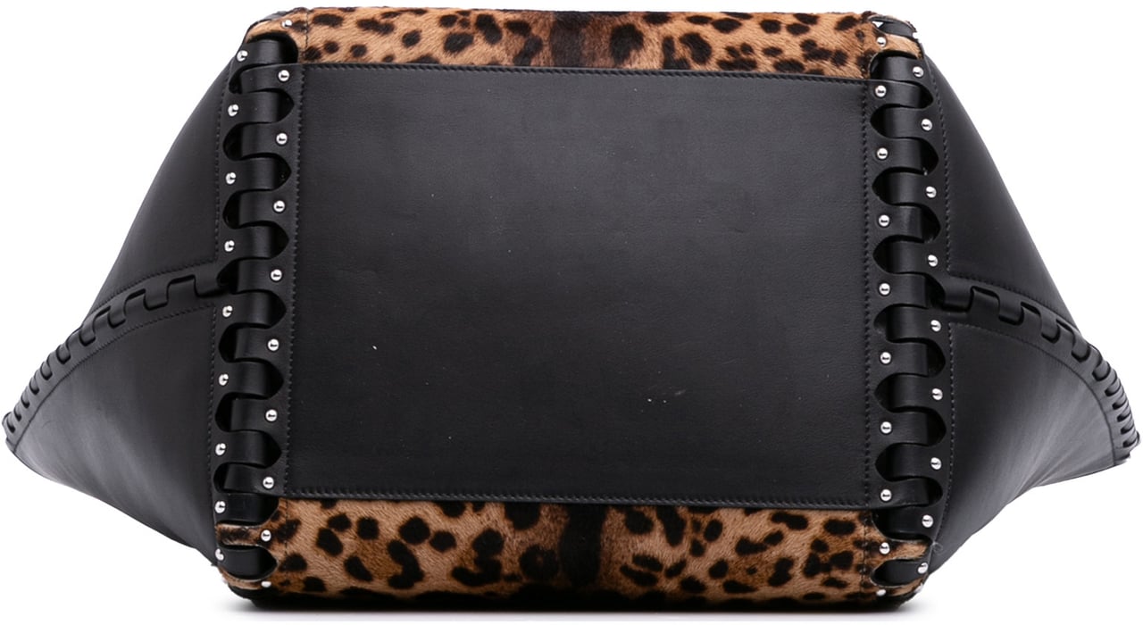 Alaïa Pony Hair and Leather Leopard Printed Le Hinge Tote Bruin