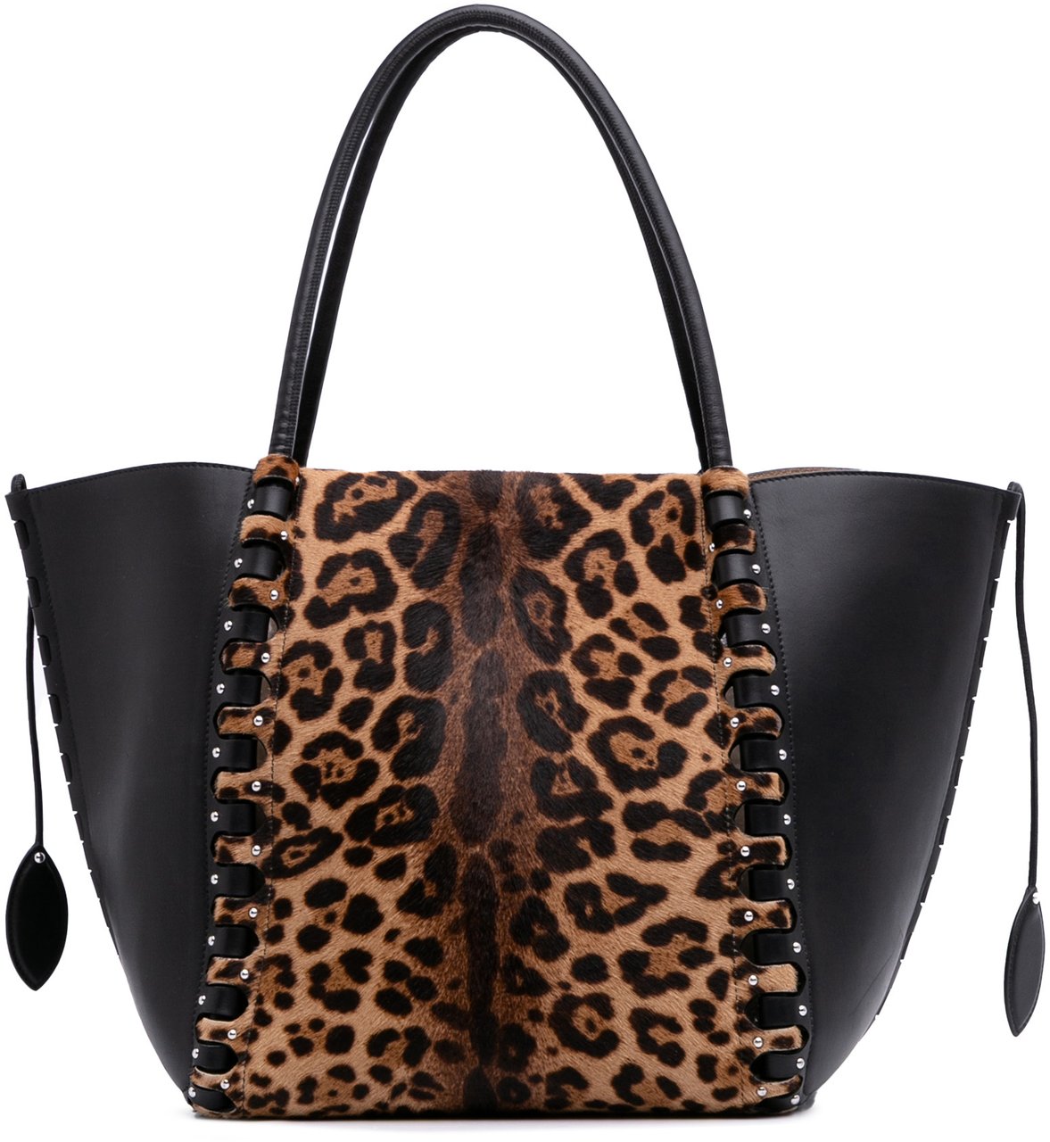 Alaïa Pony Hair and Leather Leopard Printed Le Hinge Tote Bruin