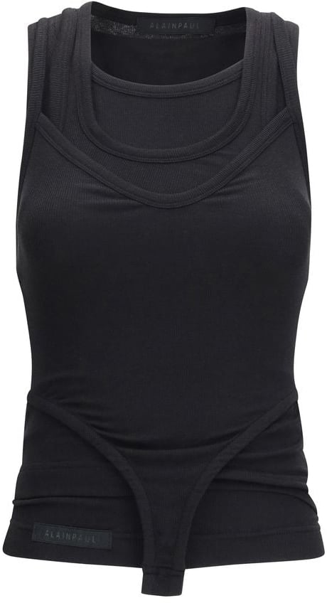 ALAINPAUL Black Lyocell Tank Tops Zwart