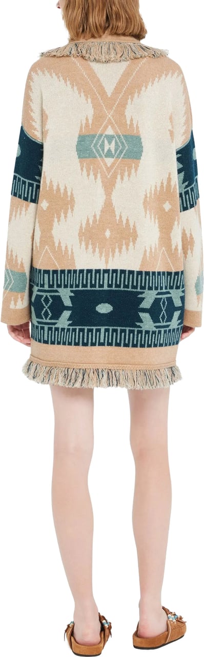 Alanui Beige Icon Jacquard Cashmere Cardigan Grijs