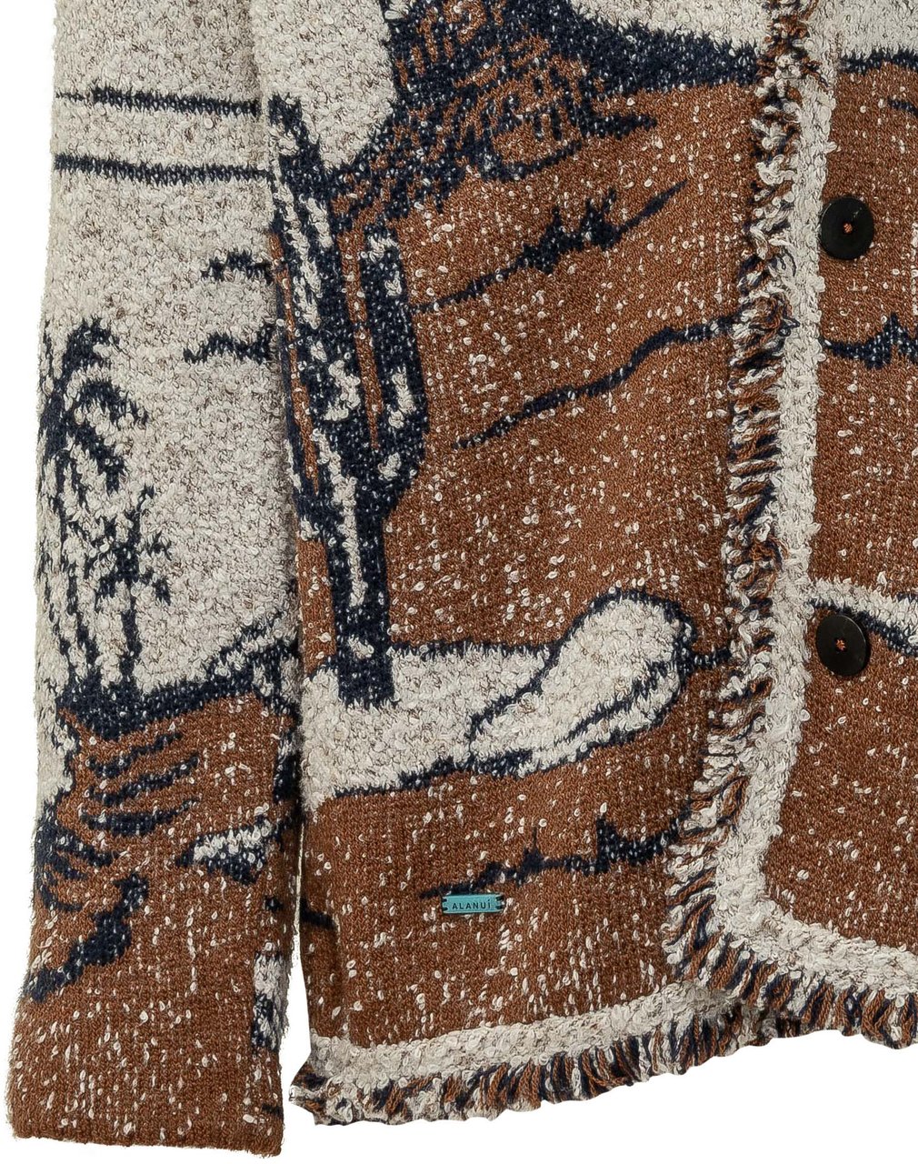 Alanui Cardigan Riding The Waves con Collo a Scialle Wit