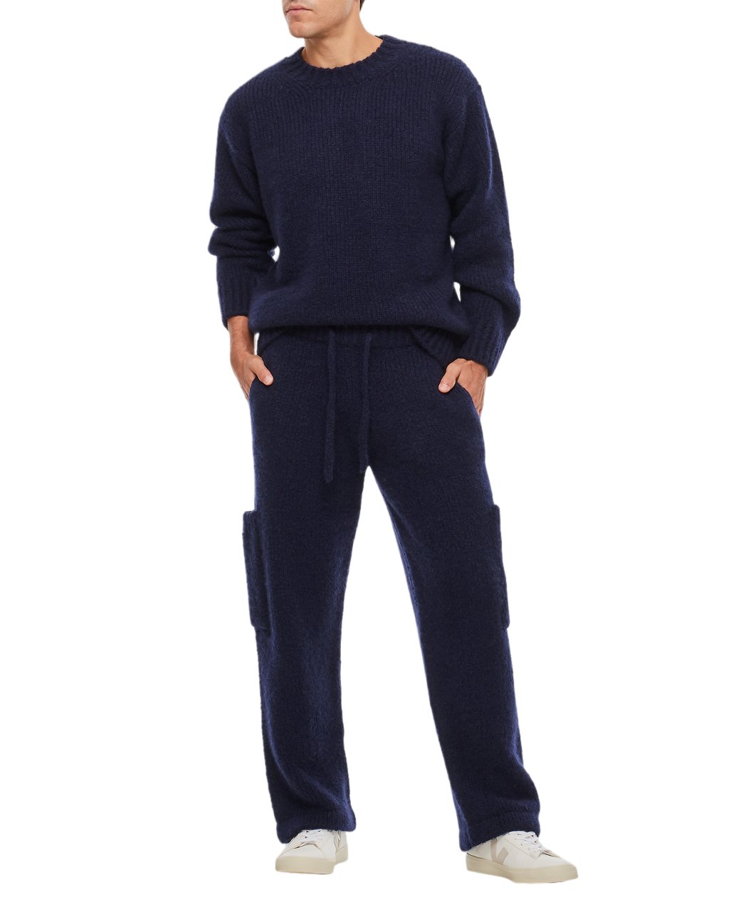 Alanui Wool Cargo Trousers with Drawstring Closure and Ribbed Cuffs Blauw
