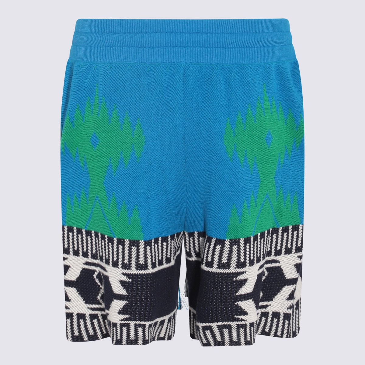 Alanui Geometric and Tribal-Inspired Men's Shorts with Braided Drawstring Blauw
