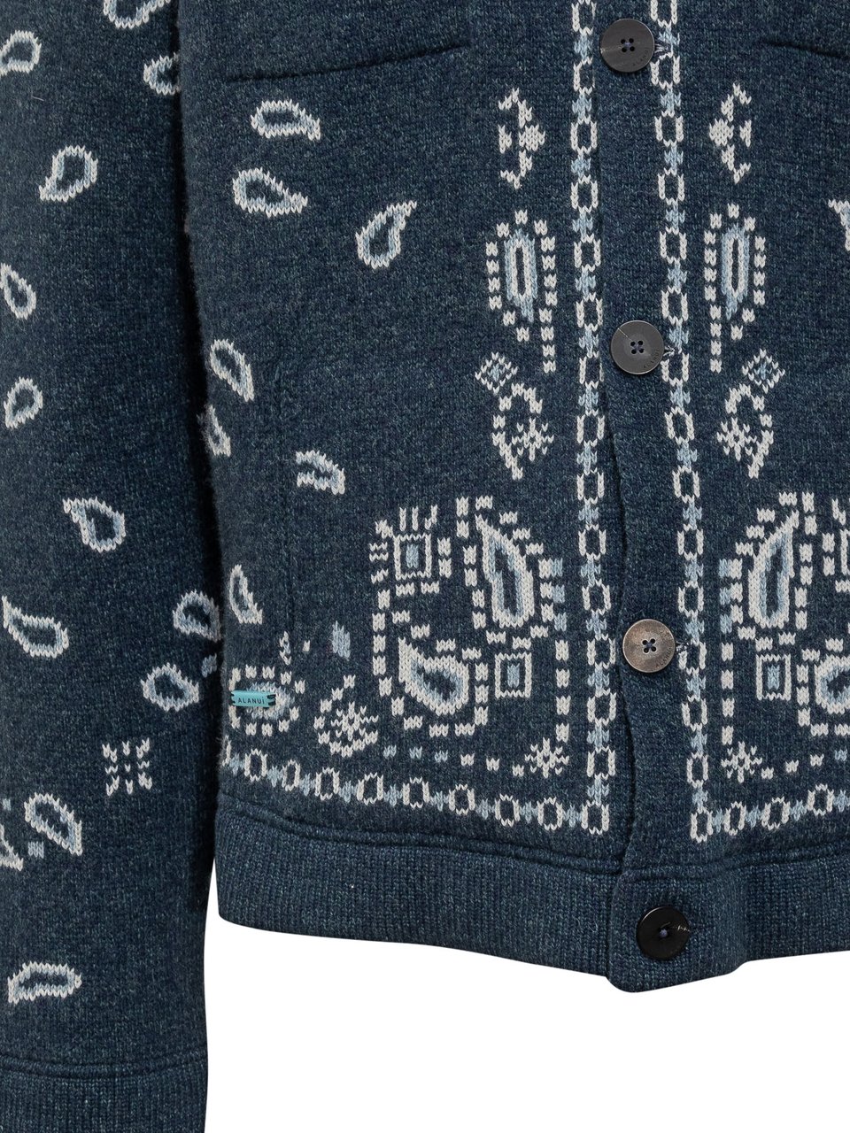 Alanui Alanui Cardigan Blu con Motivo Bandana Blauw