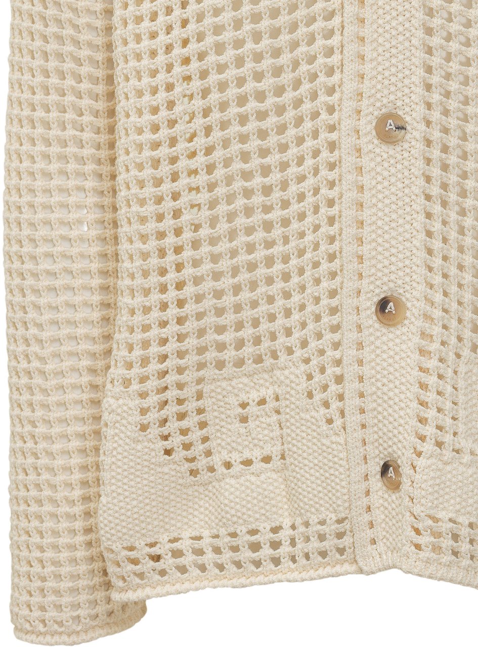 Alanui Camicia Cardigan In Maglia Traforata Wit
