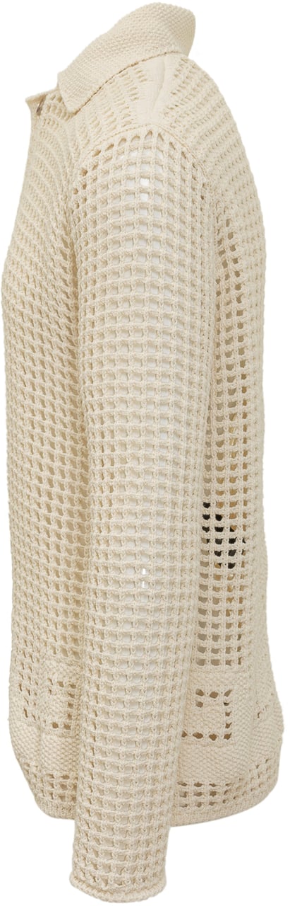 Alanui Camicia Cardigan In Maglia Traforata Wit