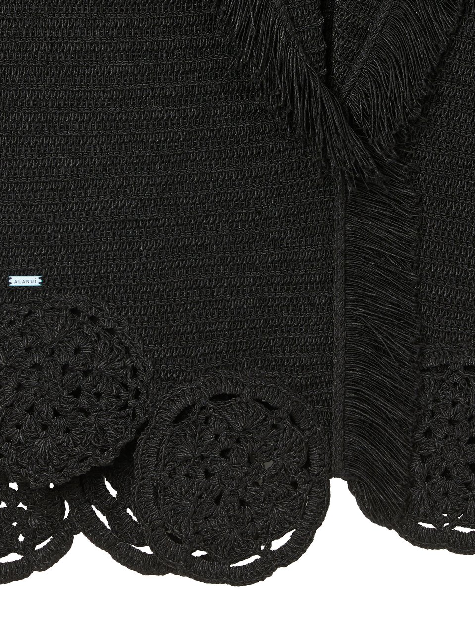 Alanui Textured Knit Cardigan with Fringe and Crochet Detail Zwart