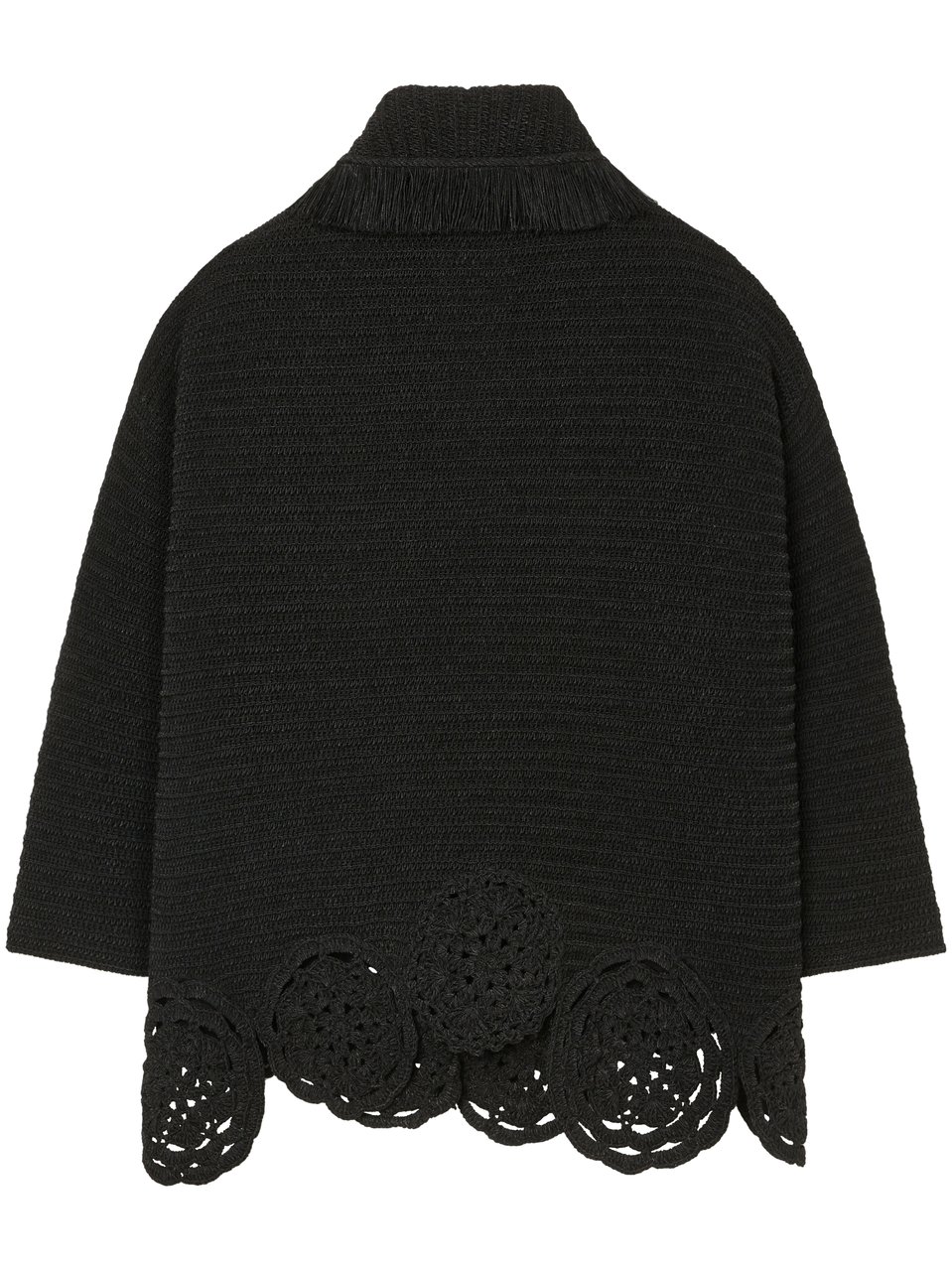 Alanui Textured Knit Cardigan with Fringe and Crochet Detail Zwart