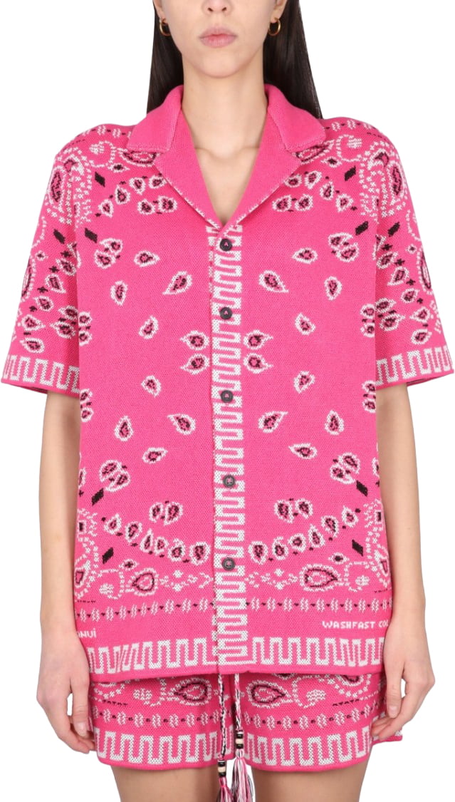 Alanui Bandana Print Shirt With Classic Collar Roze