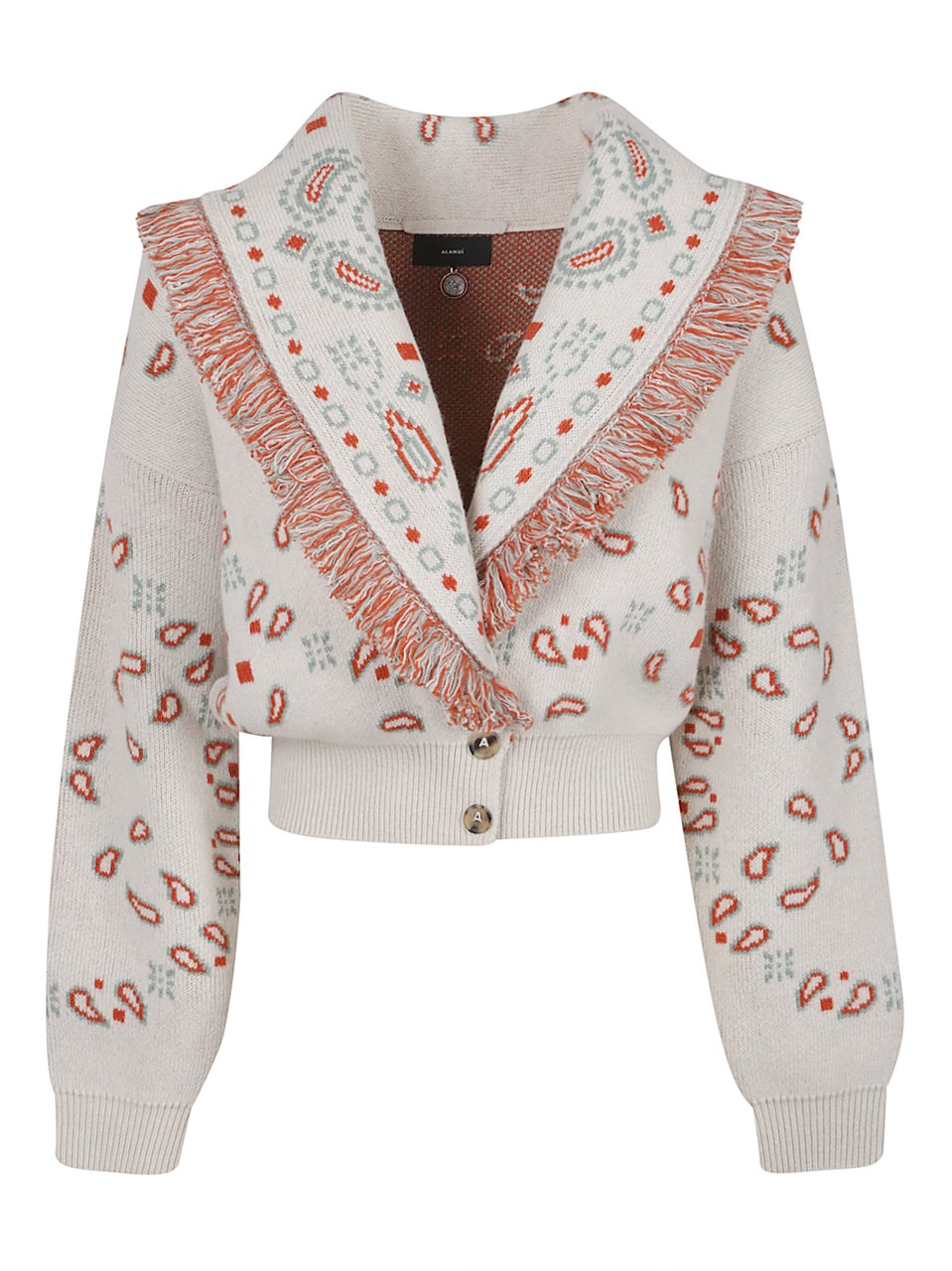 Alanui Bandana Jacquard Cardi Bomber Nude Beige