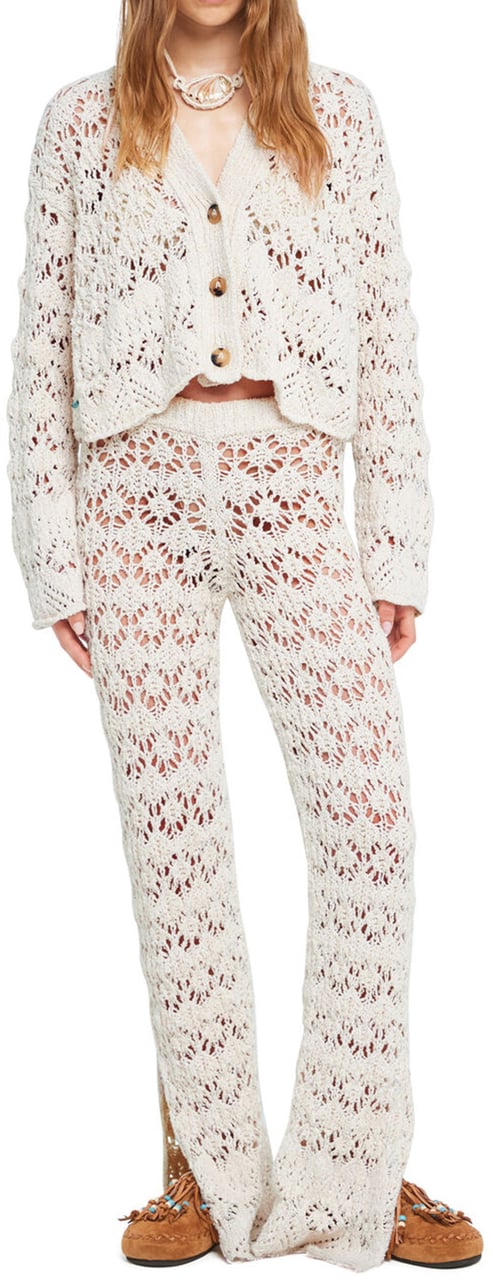 Alanui Blue Lagoon Romance Open-Knit Cotton Cardigan Wit