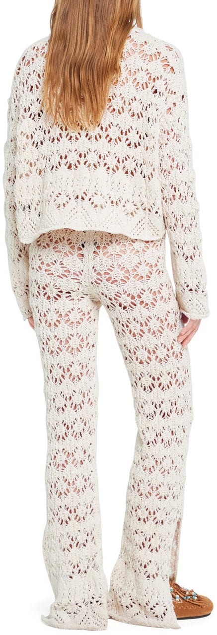 Alanui Blue Lagoon Romance Open-Knit Cotton Cardigan Wit