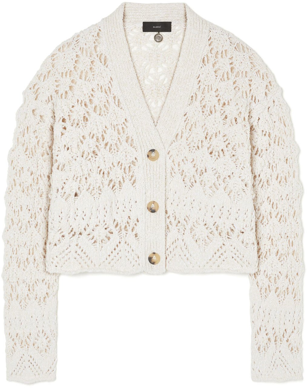 Alanui Blue Lagoon Romance Open-Knit Cotton Cardigan Wit