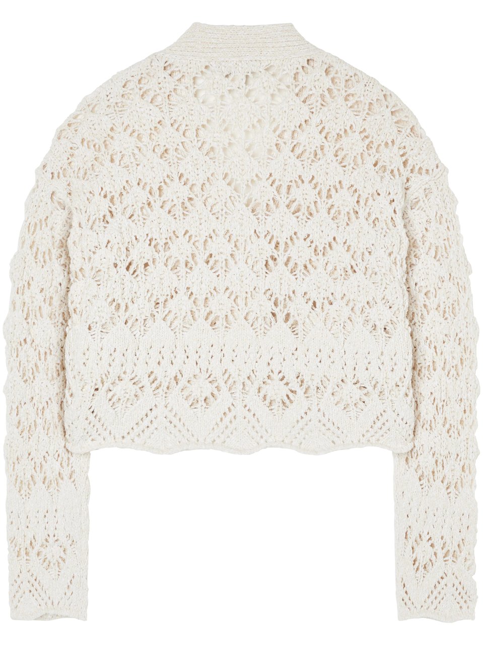 Alanui Open-Knit Cropped Cardigan with Scalloped Edges Wit