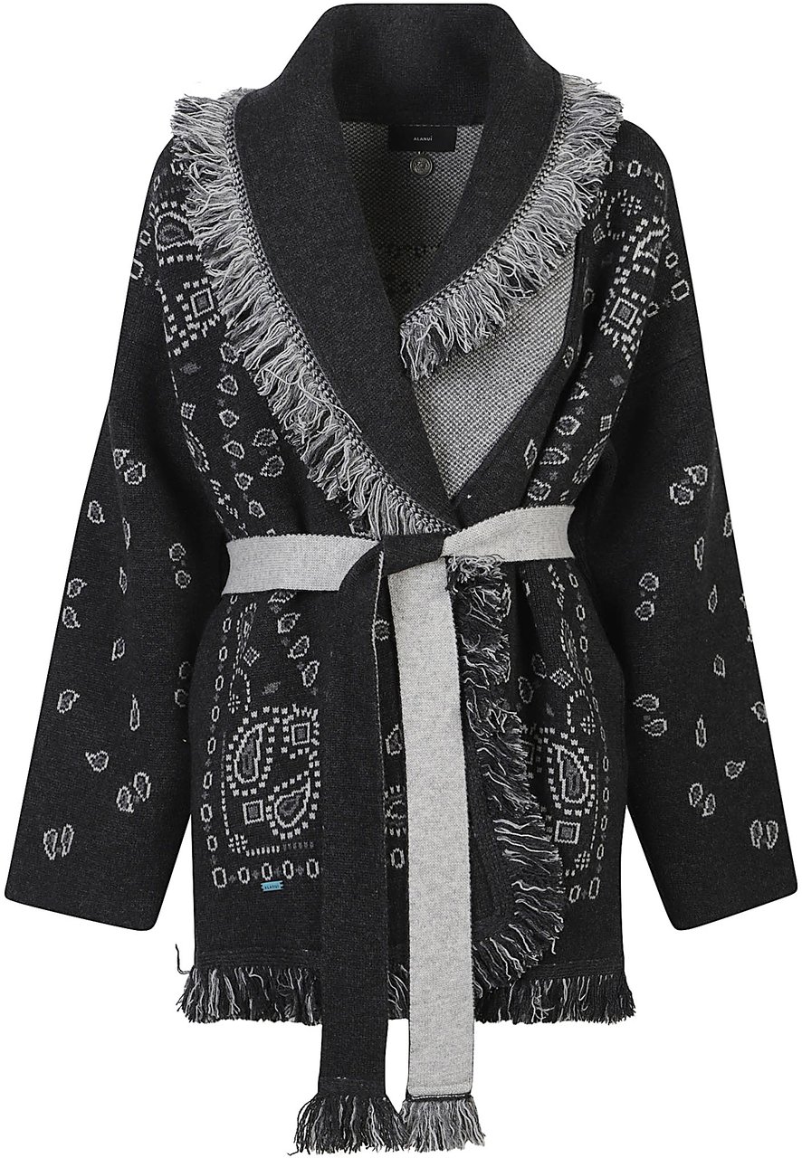 Alanui Bandana Jacquard Cardigan Black Zwart