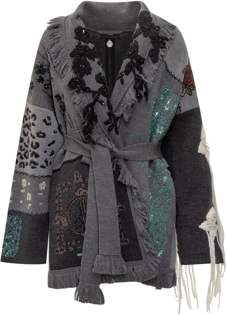 Alanui Alanui Cardigan Patch Ricamato Donna Grijs