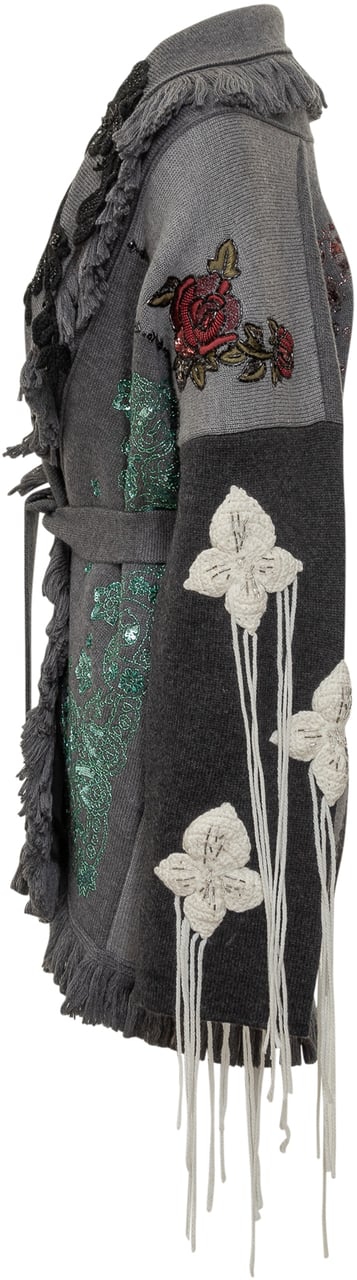 Alanui Alanui Cardigan Patch Ricamato Donna Grijs