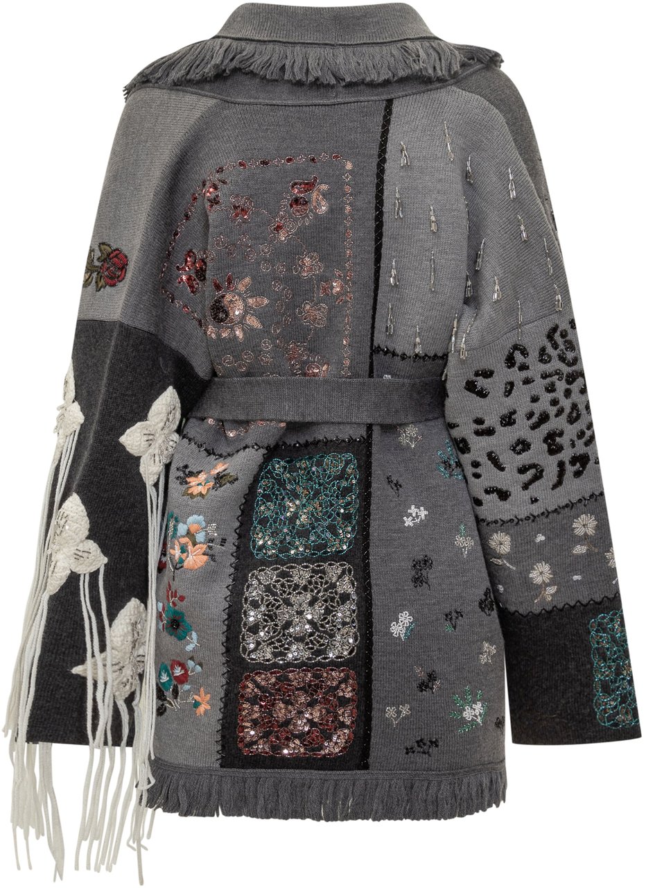 Alanui Alanui Cardigan Patch Ricamato Donna Grijs