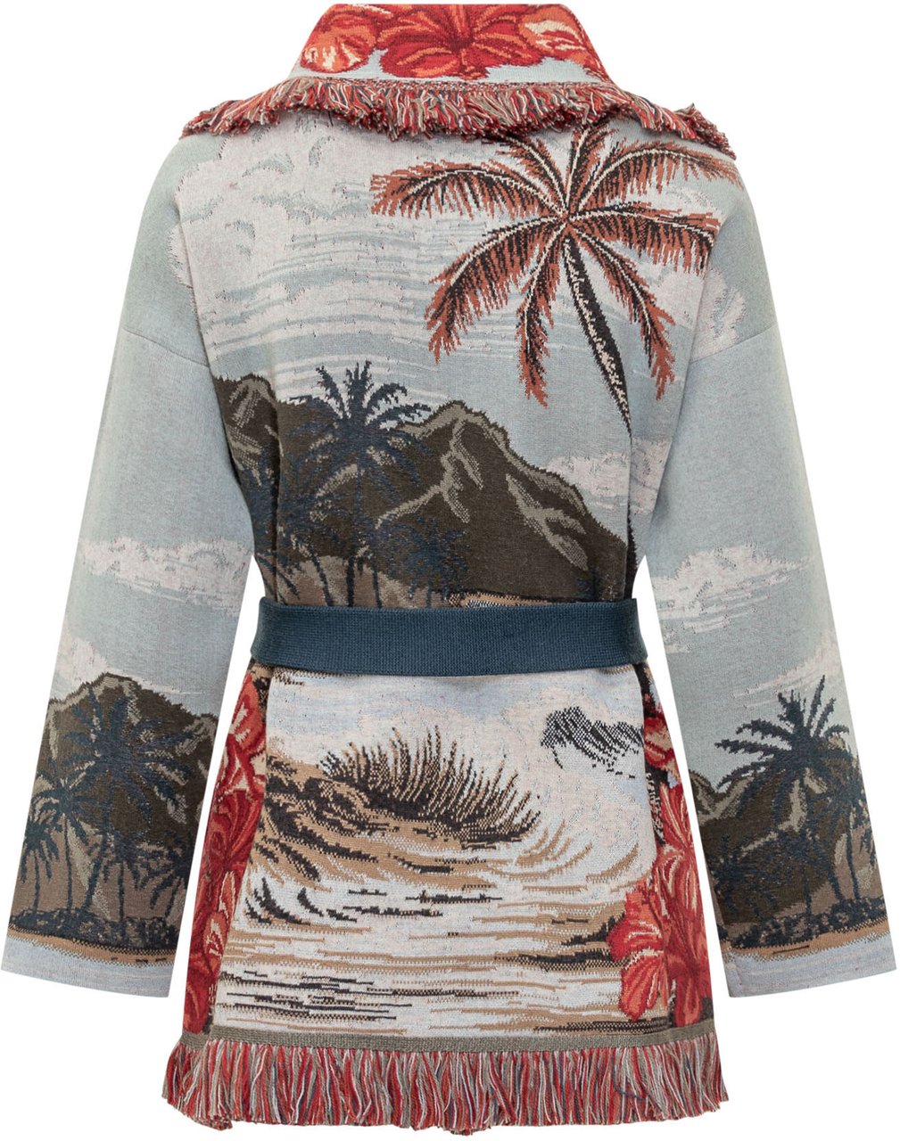 Alanui Alanui Cardigan con Motivo Tropicale e Fiori Rossi Divers