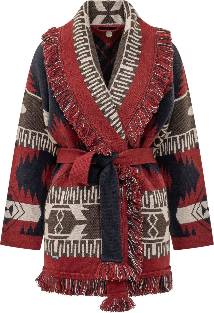 Alanui Cardigan Icon Jacq con Cintura e Frange Divers