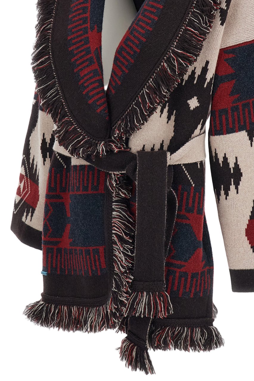 Alanui Double-Jacquard Cashmere Cardigan with Shawl Collar Neutraal