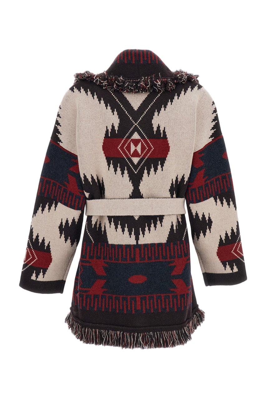 Alanui Double-Jacquard Cashmere Cardigan with Shawl Collar Neutraal