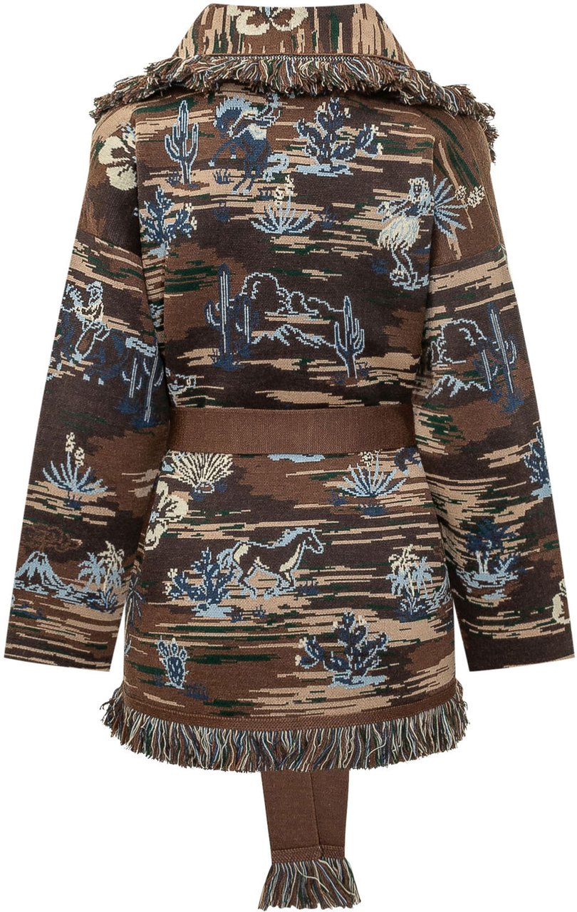 Alanui Cardigan Hawaii con Frange e Cintura Bruin