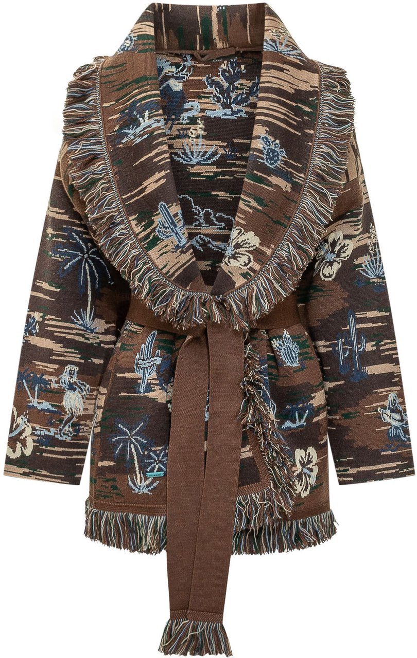Alanui Cardigan Hawaii con Frange e Cintura Bruin