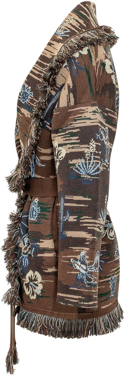 Alanui Cardigan Hawaii con Frange e Cintura Bruin