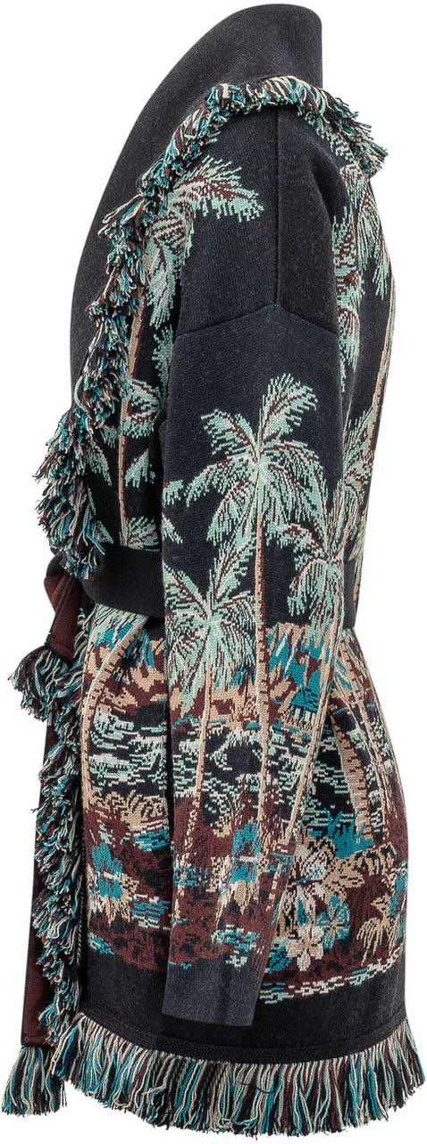 Alanui Cardigan Diamond Head con Cintura Donkergrijs