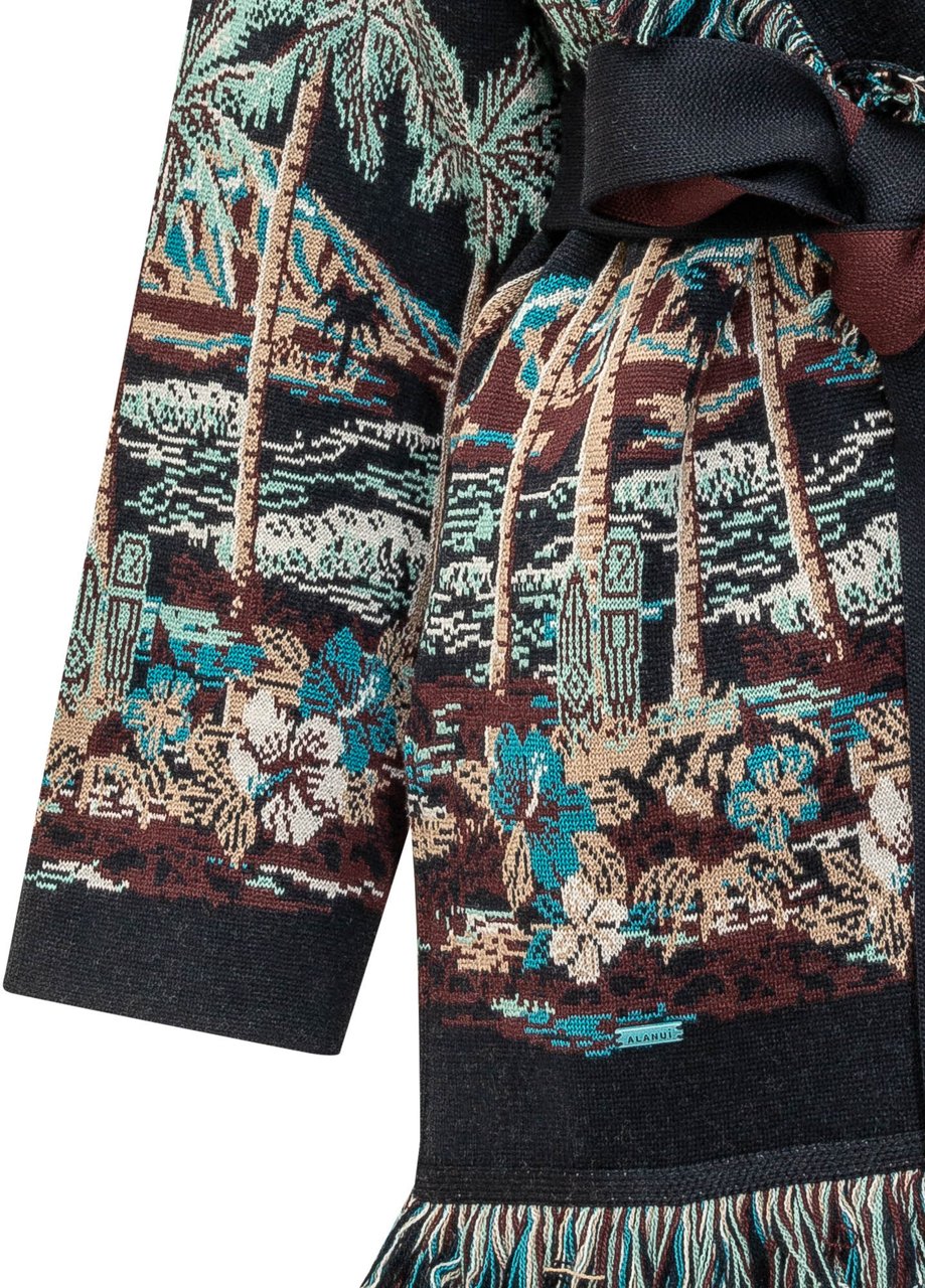 Alanui Cardigan Diamond Head con Cintura Donkergrijs