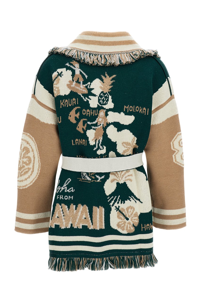 Alanui Multicolor College Of Aloha Wool-Blend Cardigan Groen