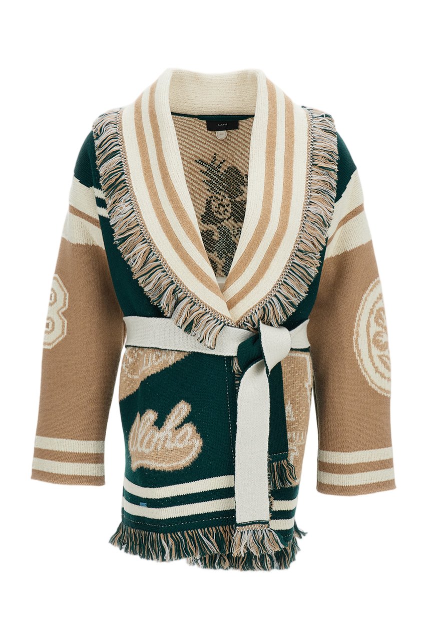 Alanui Multicolor College Of Aloha Wool-Blend Cardigan Groen
