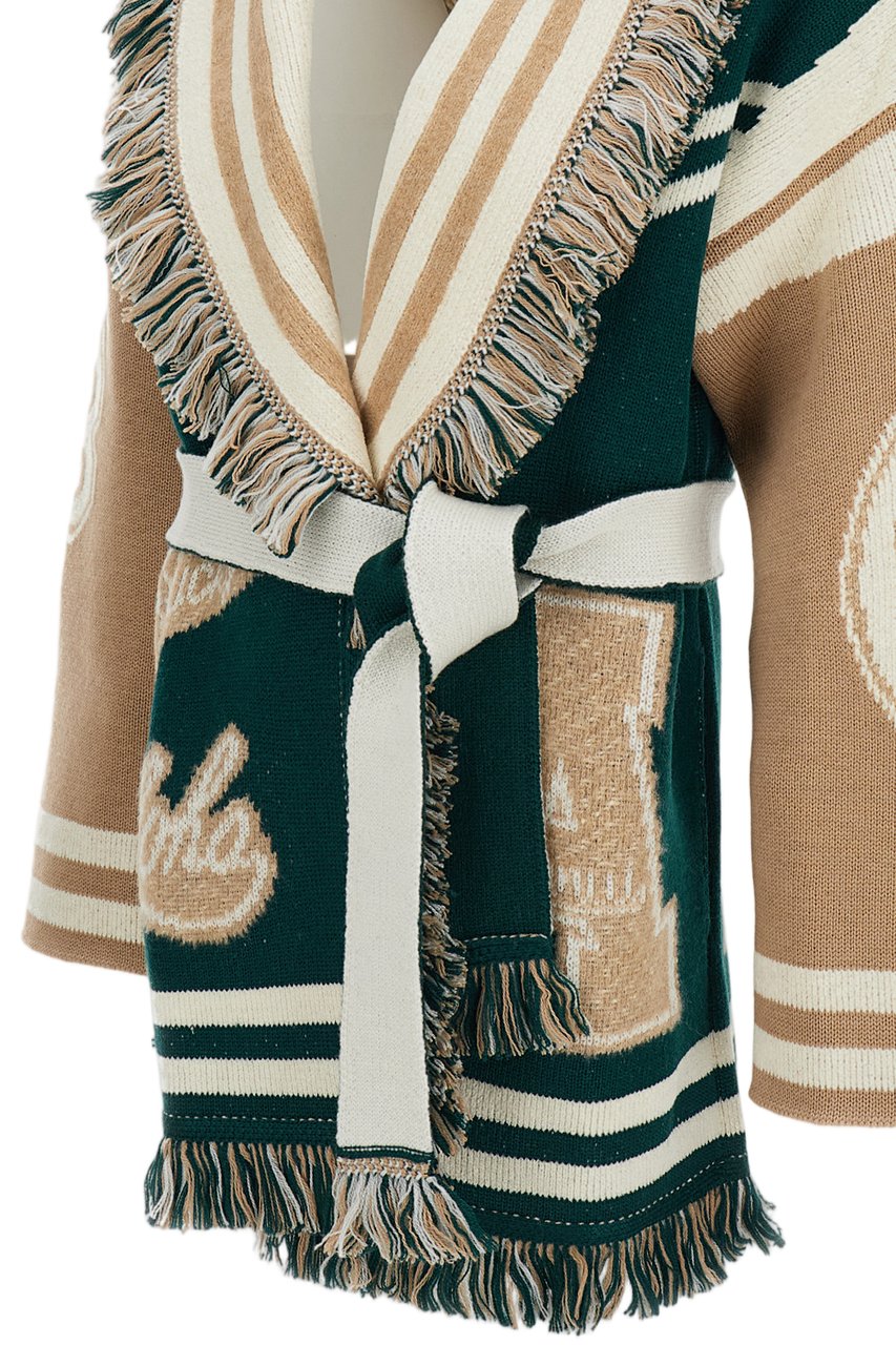 Alanui Multicolor College Of Aloha Wool-Blend Cardigan Groen