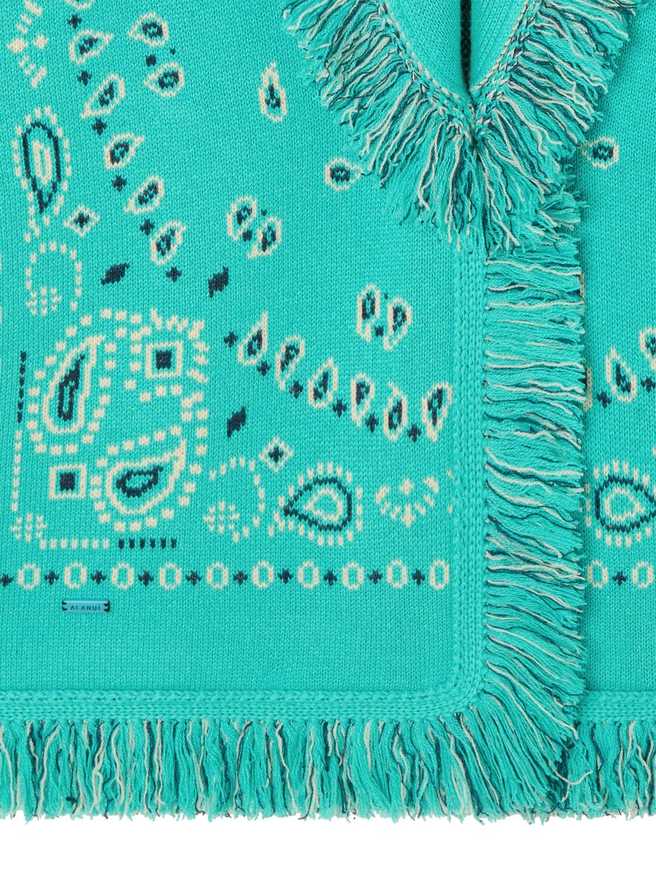Alanui Jacquard Bandana Cardigan with Fringed Edges Groen