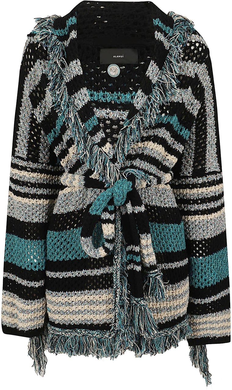 ALANUI OCEAN STRIPES CARDIGAN Zwart