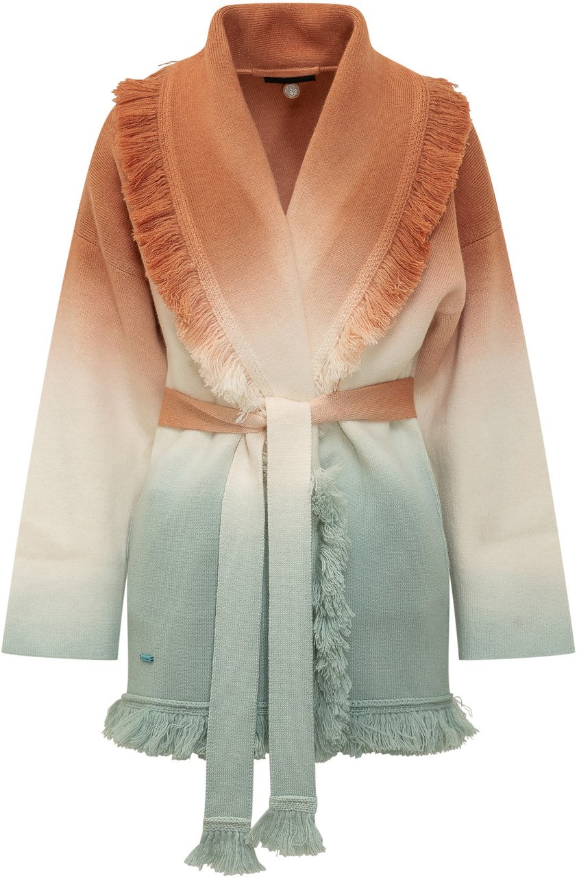Alanui Cardigan Shades Of Shore con Cintura e Frange Divers